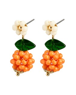 Oma Beaded Orange & Flower Drop Stud Earrings £16.50 €21.50