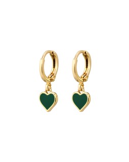 Ottilie Dark Green Heart Gold Tone Huggie Earrings £12.50 €16.50