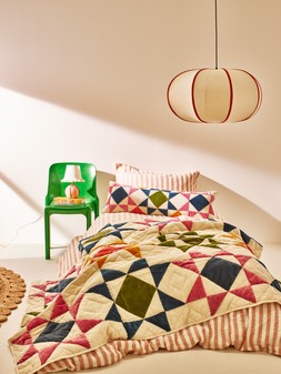 Patchwork Star Multicolour Velvet Quilt Single £115