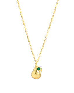 Penny Pear Green Onyx Charm Brushed Gold Plated Pendant Necklace £50 €65