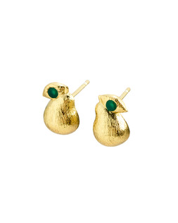 Penny Pear Green Onyx Inlay Brushed Gold Plated Stud Earrings £29.50 €38.50