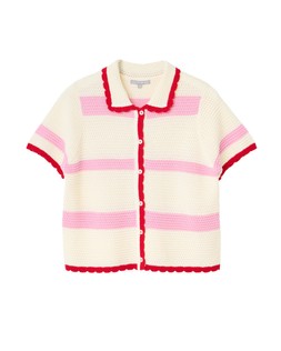 Pink & Ecru Striped Knitted Shirt £62 €81