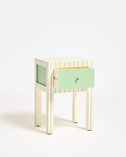 Pink & Green Striped Wooden Bedside Table £195