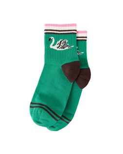 Pink & Green Swan Sporty Ankle Socks £8.50