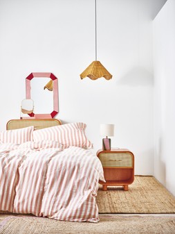 Pink Muslin Striped Duvet Cover Set King£85.00