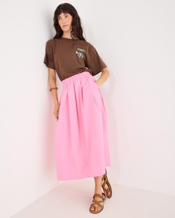 Pink Poplin Elasticated Waist Midi Skirt £65 €85