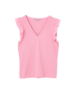Pink Woven Flutter Sleeve Rib Top £35 €45.50