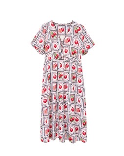 Pomegranate Print V-Neck Puff Sleeve Midi Dress £85 €115