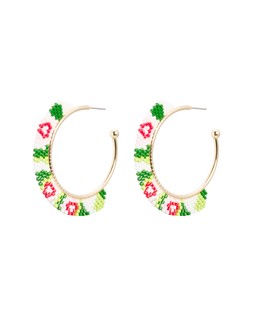 Priscilla Beaded Flower Gold Hoop Earrings £22.50