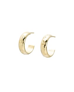 Priya Engraved Heart Gold Plated Hoop Earrings £45
