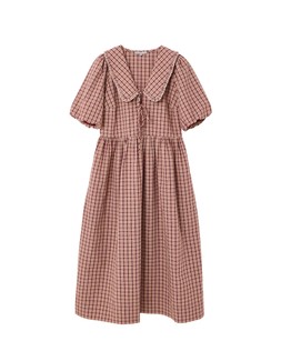 Red & Brown Checked Frill Collar Tie Front Midi Dress £82 €110