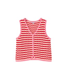 Red & Cream Striped V-Neck Knitted Waistcoat £55 €72