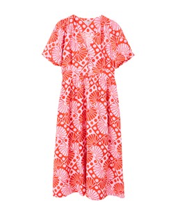 Red & Pink Sun Print V-Neck Puff Sleeve Midi Dress £80 €105