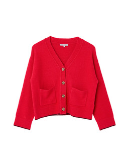Red Ribbed V-Neck Knitted Cardigan £60.00 €78.00