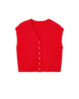 Red V-Neck Fluffy Knitted Waistcoat £55.00 €72.00