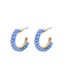 Rhea Blue Beaded Gold Hoop Earrings £18