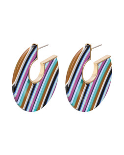 Romy Stripe Resin Large Hoop Earrings