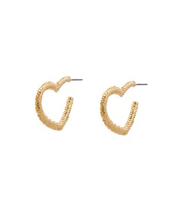 Rosina Textured Gold Tone Heart Hoop Earrings £18
