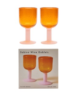 Sabina Pink Glass Wine Goblets Set of Two £24.50