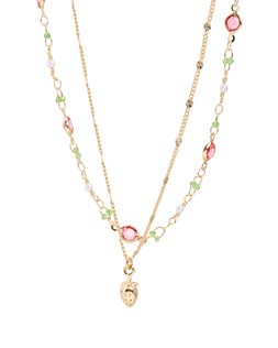 Silvie Gold Strawberry & Faux Pearl Double Row Necklace £28