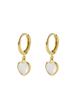 Sorcha Moonstone Inlay Heart Charm Gold Plated Hoop Drop Earrings £55.00 €72.00