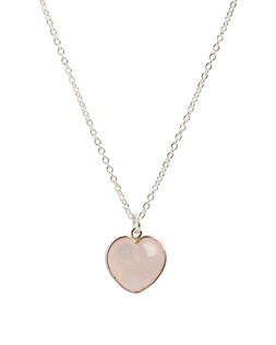 Sorcha Rose Quartz Inlay Heart Charm Silver Plated Pendant Necklace £62.00 €81.00