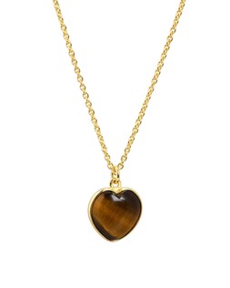 Sorcha Tiger's Eye Inlay Heart Charm Gold Plated Pendant Necklace £65.00 €85.00