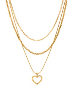 Sylvia Gold Tone Waterproof Textured Heart Charm Layered Necklace £39.50 €52.00