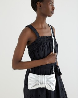 Tina Metallic Silver Bow Clutch Bag £42 €55
