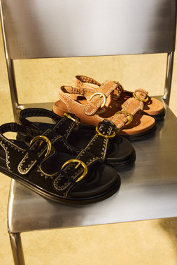 Toffee Brown Suede Double Buckle Sandals £80 €105