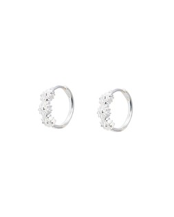 Triple Flower Silver Hoop Earrings £29.50