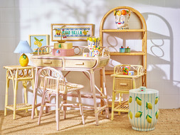 Vero Pink Rattan Dressing Table and Chair £495