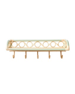 Vero Sage Green Rattan Wall Shelf & Hooks £65