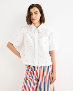 White & Blue Heart Embroidered Scalloped Shirt £65 €85