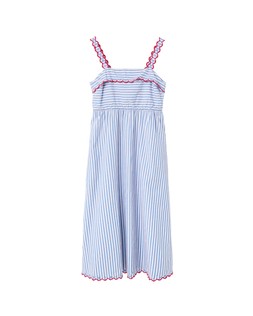 White & Blue Striped Scalloped Strappy Midi Dress £78 €105