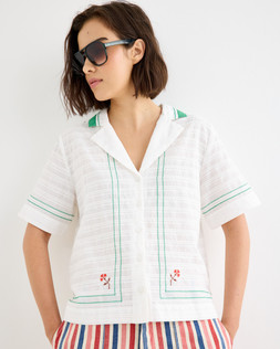 White & Green Embroidered Short Sleeve Shirt £65 €85