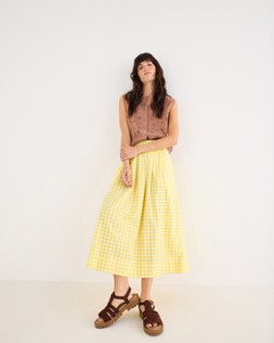 Yellow Gingham Elasticated Waist Midi Skirt £68 €89