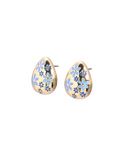 Zoe Blue Enamel Flower Teardrop Stud Earrings