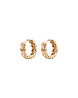 Skya Etched Circles & Cubisc Zirconia Gold Tone Huggie Earrings £12.5