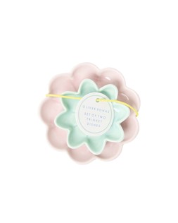 Pink & Blue Flower Trinket Dishes Set of Two
