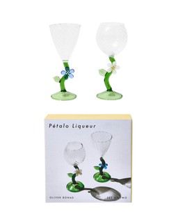 Floral Stem Liqueur Glasses Set of Two