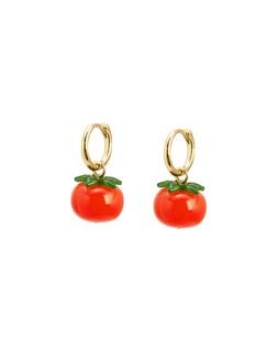 Cita Cherry Tomato Charm Hoop Earrings