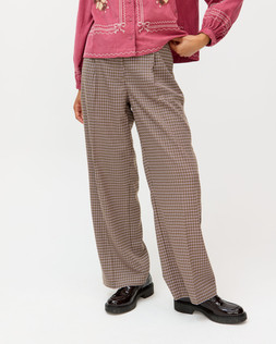 Brown & Pink Checked Cropped Wide Leg Trousers £70