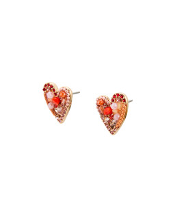 Becca Red Stone Cluster Statement Heart Earrings