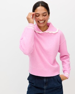 Pink Scalloped Collar Knitted Jumper £68