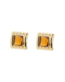 Alya Brown Resin Inlay Textured Square Stud Earrings £19.5