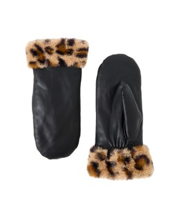 Animal Print Faux Fur Trim Black Glove £49.50
