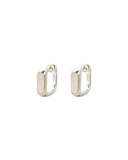 Ava Mother of Pearl Inlay Square Shaped Silver Clicker Hoop Earrings £42