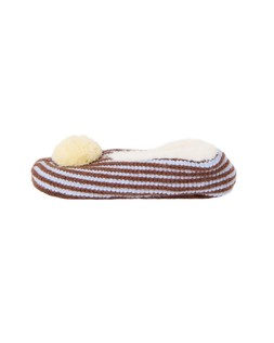 Blue & Brown Plaited Knitted Pom Pom Slippers £20