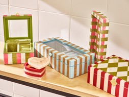 Blue & Brown Resin Striped Large Jewellery Box £49.5